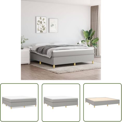 The Living Store Boxspringbett mit Matratze Hellgrau 180x200 cm Stoff - Boxspringbett - Doppelbett - Bettenrahmen - Matratze - Matratzenauflage (1/5)