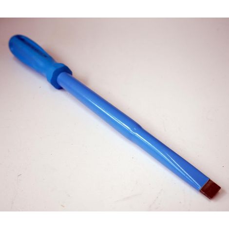 Tournevis plat 12x200mm isolé 1000V lame acier chromé manche bleu ATEX II pour vis tête fendue DERANCOURT
