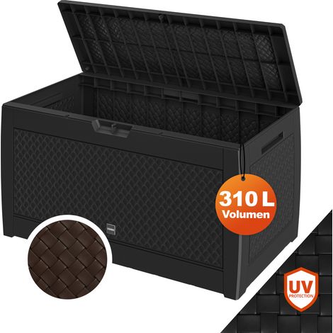 CASARIA® 310 Litre Garden Storage Chest with Rollers  Hinged Lockable Lid  Outdoor Cushion Box with Side Handles  Weather Resistant  119x48x60cm  Wicker - anthracite