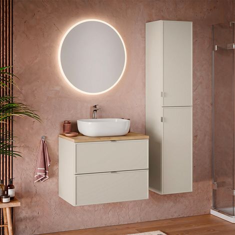 Conjunto de muebles con lavabo individual 80cm y columna Alba Cachemira (1/5)