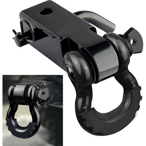 Attelage à crochet en acier robuste, haute résistance, insonorisé PU, D-ring shackle noir pour secours tout-terrain (1/5)
