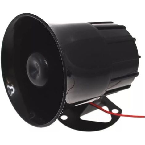 Sirène filaire puissante à pavillon - résistante aux intempéries / 6 tons / alimentation 12V / 118 dB