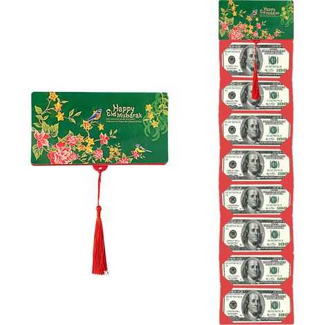 Enveloppe Festive Vertes Motif Fleurs et Oiseaux avec 8 Fentes Cartes Créative (1/2)