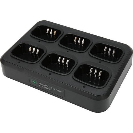 Chargeur universel 6 ports pour talkies-walkies, refroidissement performant, 500mA par sortie, compatible 100‑240V, socle MD‑380 inclus, prise européenne. (1/5)