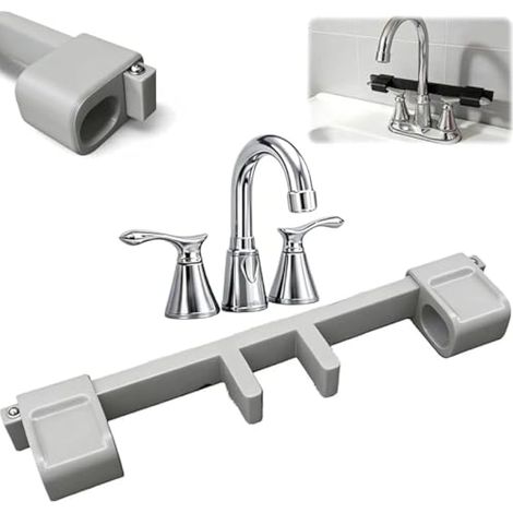 Verrou universel de poignée de robinet pour double évier, protection de sécurité pour enfants et animaux domestiques avec fixation centrale de tuyau et colonnes anti-chute, installation sans outil