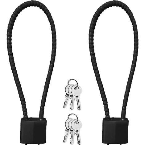 Lot de 2 cadenas à câble avec clé, cadenas robuste avec longue anse et 3 clés, plus grand espace de fermeture, pour valise, portail, vélo, garage, salle de sport, casier (1/5)