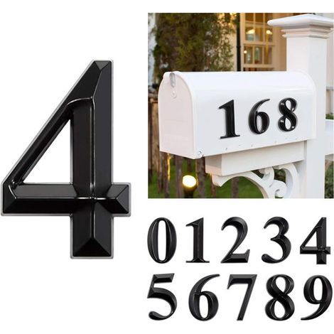 3D sticker for house number, mailbox sign (black, number 4)High quality enhances quality of life. (1/5)