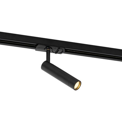 QAZQA ivy - Système de rail spot luminaire plafond, plafonnier compatible pour led - 1 lumière - Ø 2.8 cm - Noir - Moderne - éclairage intérieur - Salon I Chambre I Cuisine I Salle à manger
