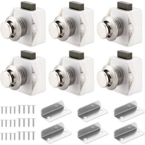 6 PCS Bouton Poussoir Loquet, Serrure Tiroir et Verrou Porte Placard, Loquet de Verrouillage de Porte Sans clé pour Camping-car, Yachts, Bateau, Caravane (1/4)