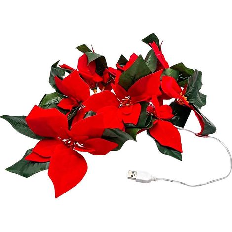 Guirlande lumineuse de Noël avec fleurs rouges et fruits rouges, alimentée par USB, pour cheminée, sapin de Noël d'hiver, 3 m, 20 lumières (1/5)