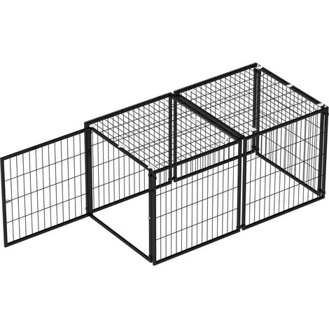 Basics Box pour chien modulaire 120x60x60 cm, cage flexible avec couvercle de sécurité et porte réglable, en acier antirouille, avec tapis PVC, noir (1/5)