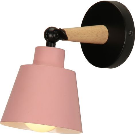 Applique Murale Moderne Lamp Murale Créative Minimaliste Luminaire Applique Murale Métal Bois E27 Rose Ø12CM - 1Pcs (1/5)