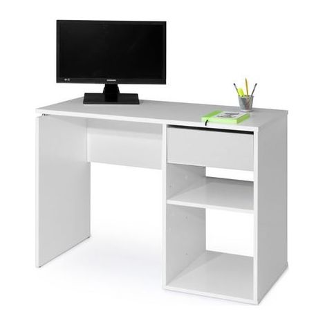 TOPKIT | Table de bureau Burgos 5010| Petite table d'ordinateur | Bureau avec tiroir | Blanc (1/5)