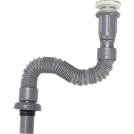 Tbest Siphon Flexible Universel pour Lavabo - Évacuation Rapide (1/4)