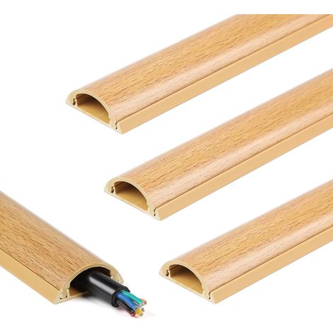 10 Pièces 100x3x1.2cm Goulotte Passe Cable Sol, Grain de Bois Goulotte Electrique, PVC Goulotte Passe Cable Autocollante pour Cacher Câbles du Bureau de l'École à Domicile (1/5)