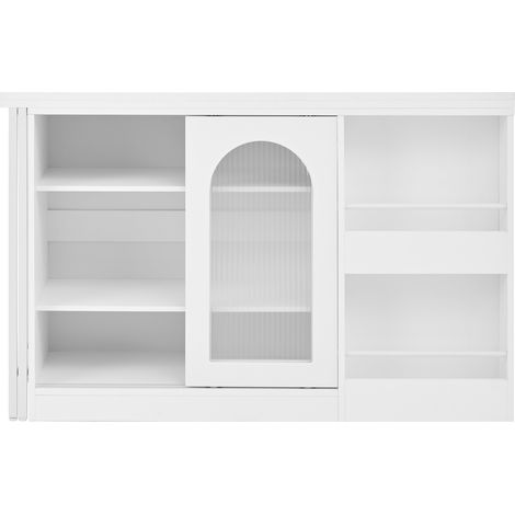 Moderner ausziehbarer Bartisch mit Stauraum aus weißem MDF (1/5)