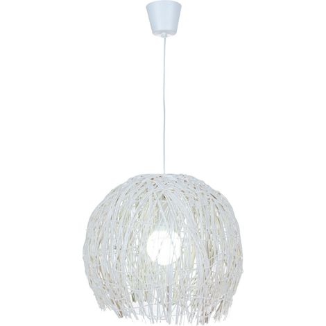 Suspension en Rotin Blanc Forme Sphérique Ø 40 cm Luminaire Lustre E27 Modèle - PANGIVO (1/5)