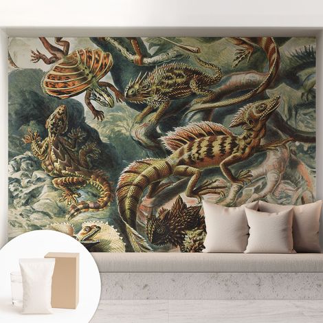 Tapete Dekorative Vliestapete mit Klebe für Wand - Mustertapete - moderne Einrichtung - für Büro Exotische Reptilien 208x146 cm (1/5)