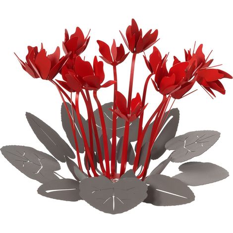 Centre de table décoratif Ciclamino d38 cm en Boue et Fer rouge Design floral pour table ou salon Fabriqué en Italie