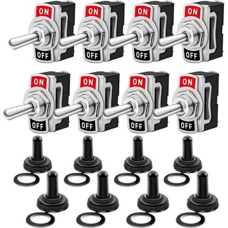 Gebildet 8 Pièces Interrupteur à Bascule avec Casquette Etanche, 10A/12VDC, 6A/24VDC, SPST ON/OFF 2 Positions 2 Broches, pour Voiture Tableau de Bord Lumière (Noir) (1/5)