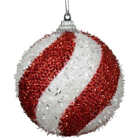 Pallina di Natale rossa e bianca per albero, 8 cm, in schiuma, 1 pezzo