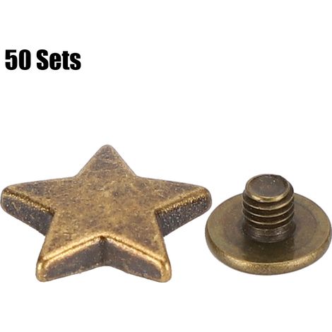 50 jeux de rivets en forme d'étoile, vis plates de 12 mm, accessoire pour vêtements, anticorrosion, alliage de zinc (bronze)
