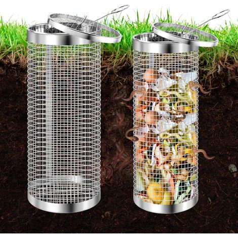 Kit de compostage de vers de jardin en plein air pour bacs à légumes surélevés, 2 pièces, petit bac à compost métallique pour jardin, systèmes de compostage durables pour réduire les déchets (1/5)