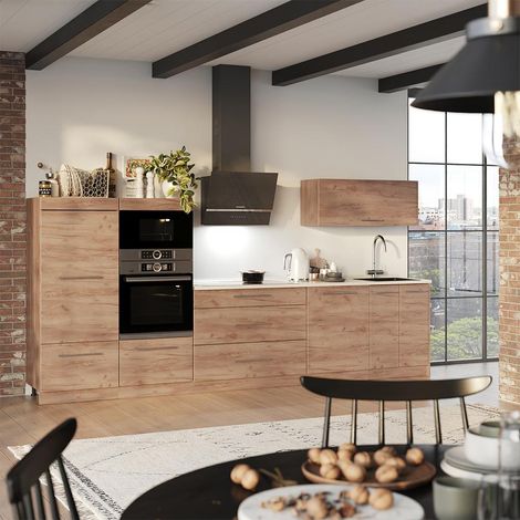Mueble de cocina Fame-Line, Roble dorado/Roble dorado, 340 cm, ET Antracita, Vicco (1/5)