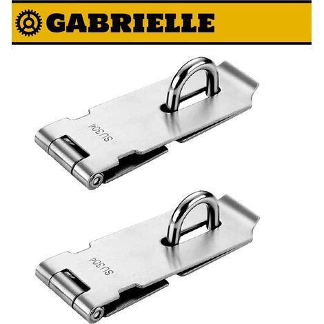 Loquets de cadenas à agrafes, loquet de serrure de porte à pression de porte en 2 pièces, loquets de cadenas de 4 pouces en acier inoxydable avec vis, clip de cadenas argenté (1/5)