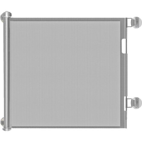 Extra-wide safety gates - 33" high, extendable up to 59" wide, easy to roll up and lock for dogs, indoor/outdoor (grey) (1/5)
