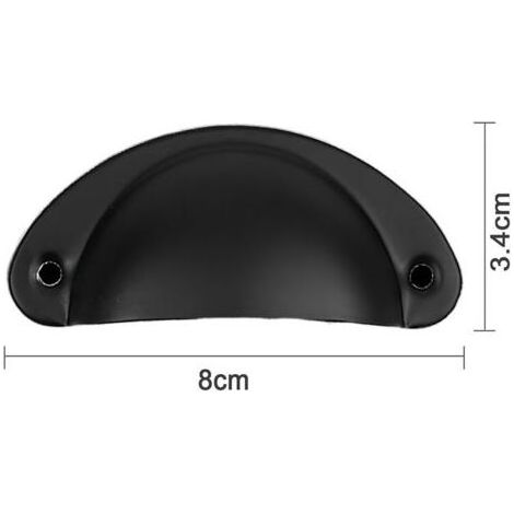 Lot de 10 boutons de porte décoratifs vintage pour commodes et armoires de cuisine, 8,2 cm x 3,5 cm (avec vis, noir) (1/4)