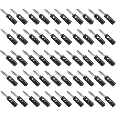 Connecteur banane JT-002 4mm sans soudure, type neuf, pour instrument pédagogique, fiche mâle noire, câblage rapide, lot de 1 (1/5)