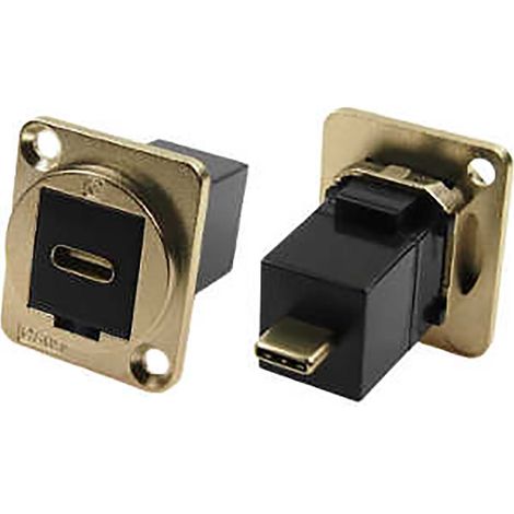 Connecteur USB C Femelle vers Mâle RS PRO ports, Montage panneau, Droit ( Prix pour 1 )