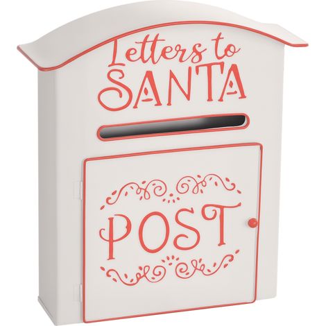 HOMCOM Christmas Post Box Wall Mounted Santa Mailbox for Xmas Decoration (1/5)