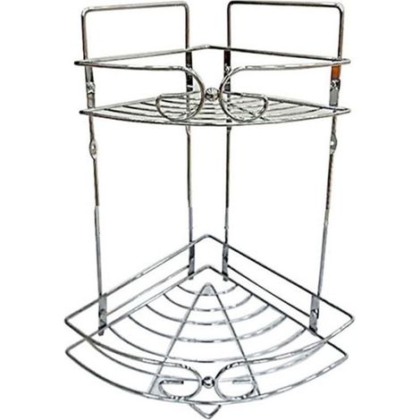 étagère D'angle Salle De Bain Douche 2 étages étagères En Métal 52719 (1/2)