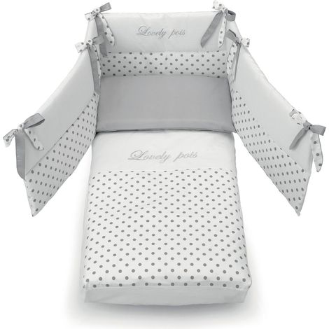 Set lettino Contact Azzurra Design Grigio set di lenzuola per neonati cotone made in Italy con federa (1/2)