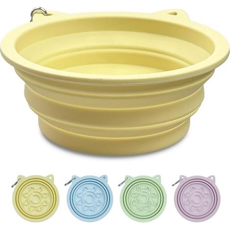 Collapsible Dog Water Bowl 650ml, Slow Feeding Dog Travel Bowl Suitable for Camping, Hiking and Walking (Yellow) (1/5)