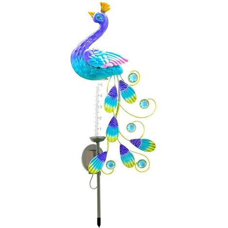 Lampe solaire d'extérieur Paon avec pluviomètre, lampe LED solaire en métal, décoration pour jardin et pelouse (1/5)