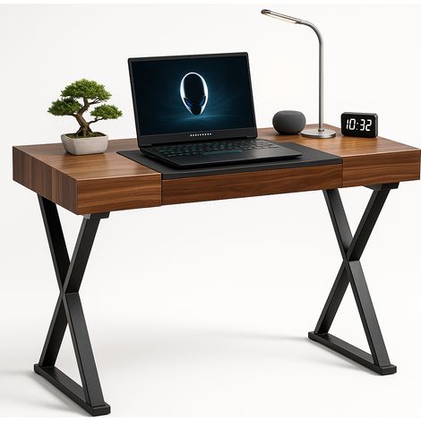 Centurion Supports ADONIS Walnut with Matte Black Legs Ergonomic Luxury Home Office Desk (1/5)