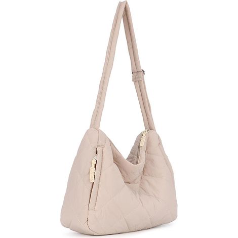 Sac hobo matelassé en duvet avec bandoulière ajustable, à main décontracté (1/5)
