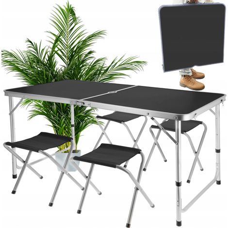 CAMPING SET faltbarer TOURIST Gartenkoffer TISCH + 4 STÜHLE