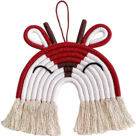 Wanddekoration mit Hirsch- und Löwenmotiv, handgewebtes Ornament, modernes Hängeaccessoire