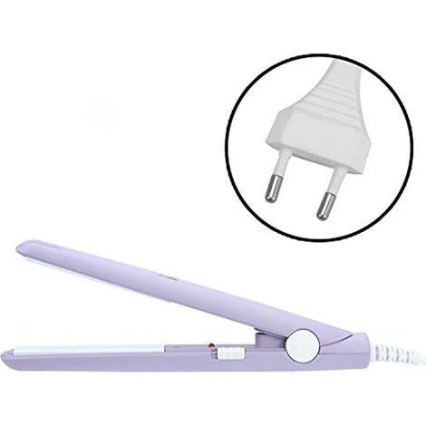 Mini lisseur 2-en-1, plaque céramique tourmaline, fer à lisser et boucler, coiffure humide et sèche, fer à friser compact violet (1/5)