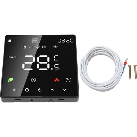 Termostato per riscaldamento a pavimento WiFi 16A, display digitale LCD, programmabile, manuale, controllo automatico della casa, nero -Crezuo