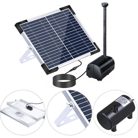 Fontaine solaire 17V 10W, pompe à eau alimentée pour bain d'oiseaux, jardin, étang, piscine extérieure. (1/5)