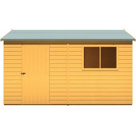 Lewis 12 x 8 Feet Single Door Reverse Apex Style D Shed - L256.6 x W371.4 x H220.7 cm