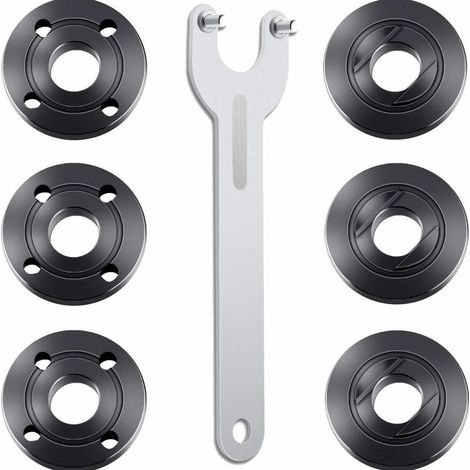 7 Pcs Clé à Meuleuse d'Angle, 140 mm Grinder Bride Clé À Angle de Verrouillage, compris 6 écrous à Bride en Métal, Accessoires pour Meuleuses d'Angles de broche de 14 mm (1/5)
