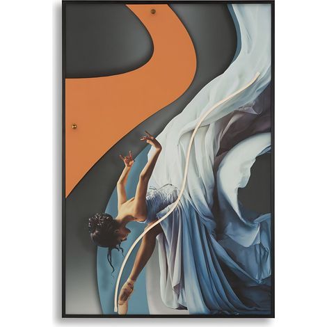 Stampa su Tela DANCER con LED integrati - Quadro Moderno 3D con Applicazioni in Acrilico, Dimensioni 60x3,5x90 cm, Stile Metropolitano - MODEN