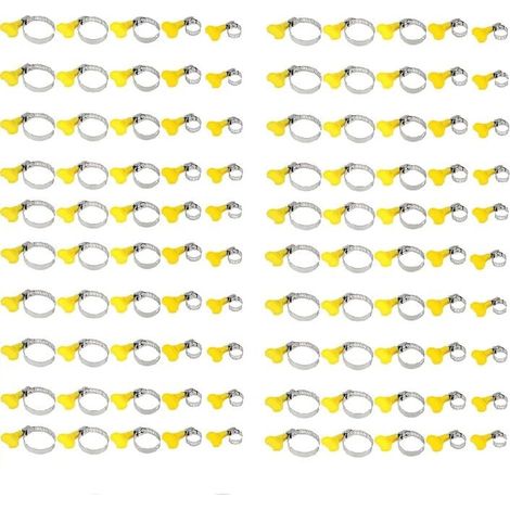 100 abrazaderas de manguera ajustables, de metal, de acero inoxidable, de diferentes tamaños, para fijar mangueras (13-19 mm, 19-29 m) (1/5)