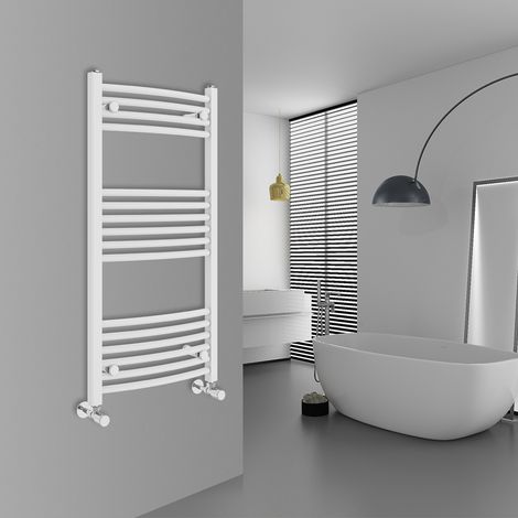WarmeHaus Curved White Bathroom Ladder Radiator 1000x500mm (1/5)